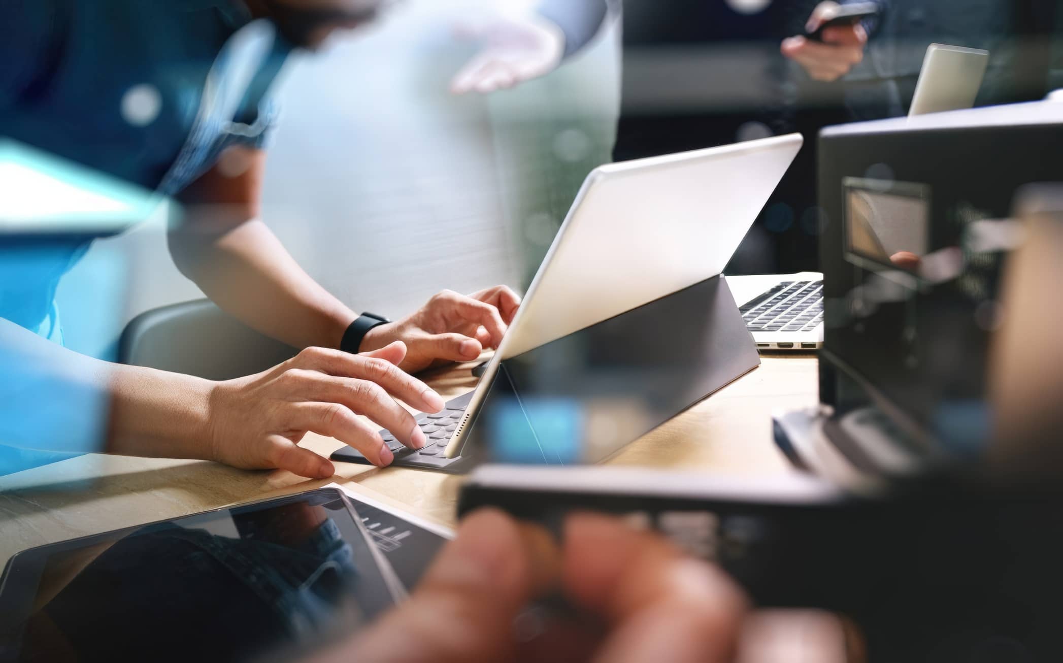 Lawyer reviewing notes on a laptop