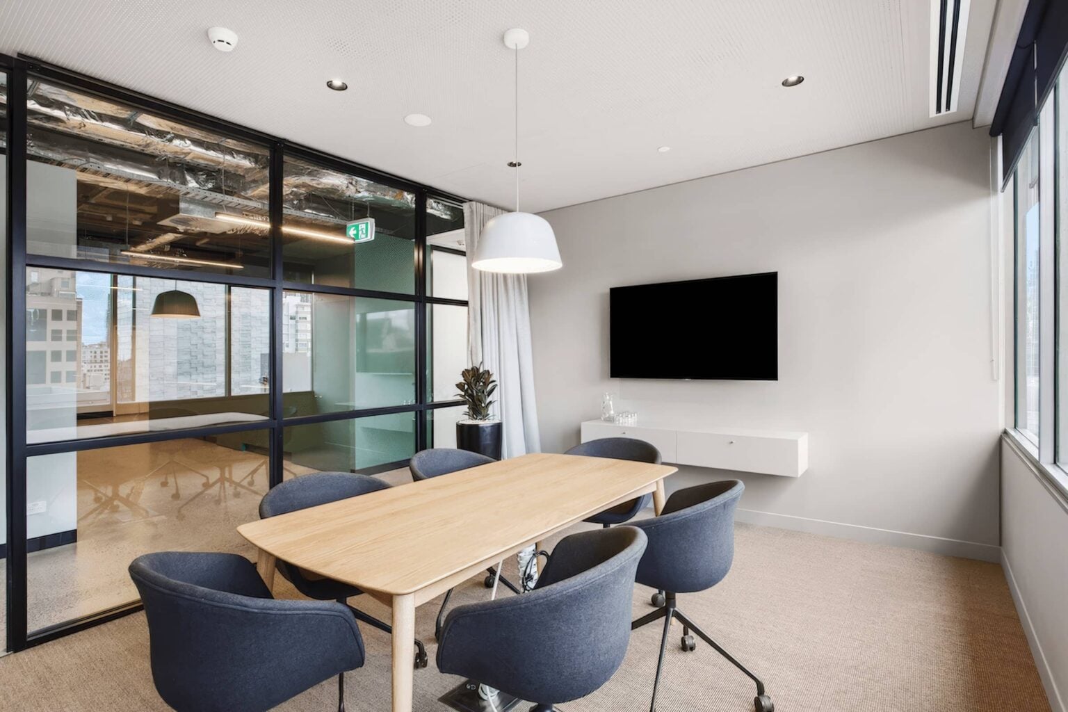 A meeting room at Clarence, 456 Lonsdale Street, Melbourne, set for a client conference