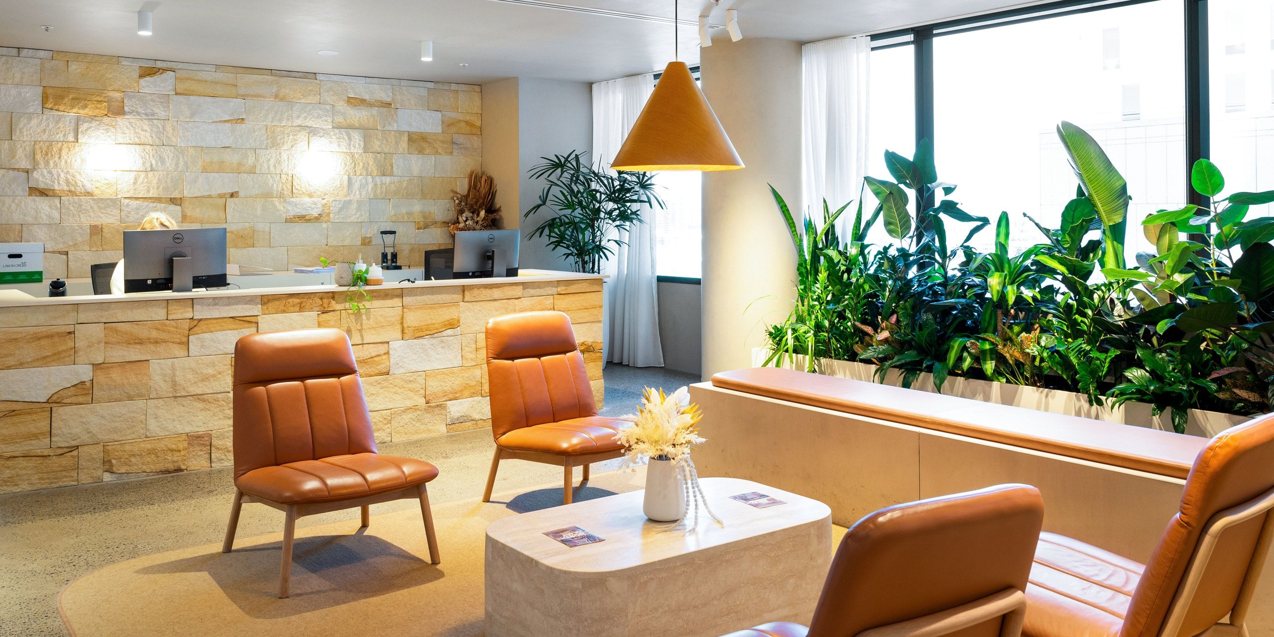 Reception and the members' lounge on Level 10 at Clarence, 95 North Quay, Brisbane